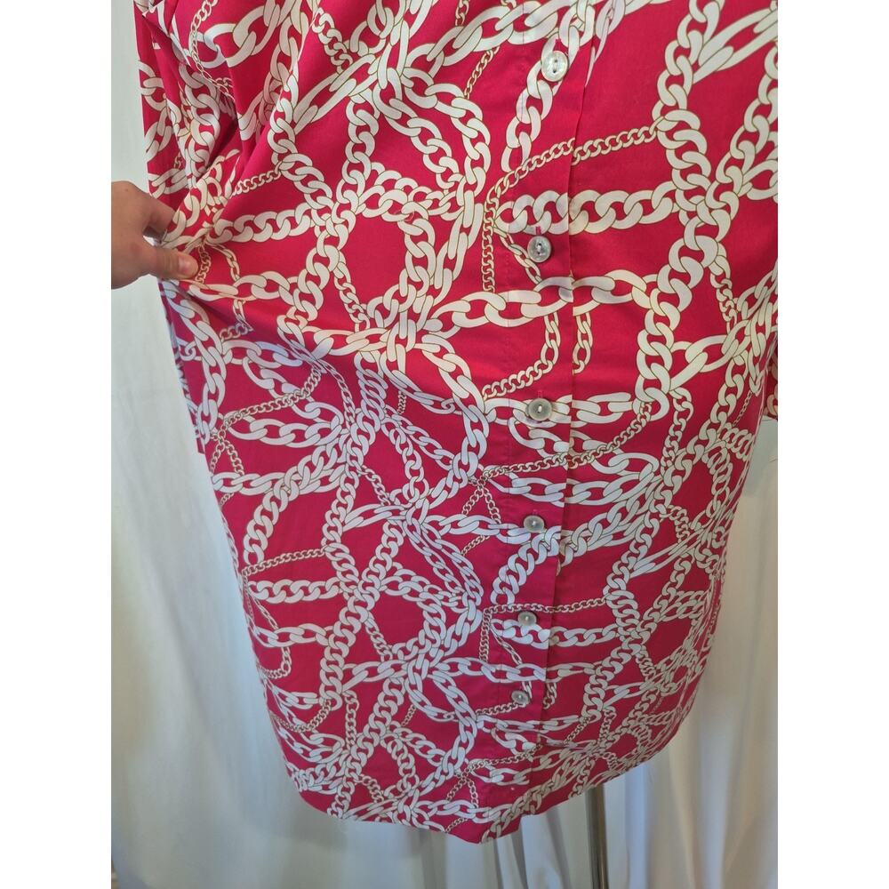 Hinson Wu Adeline Long Sleeve Chain Link Dress Pink White 1 US 0 XS - Picture 10 of 11